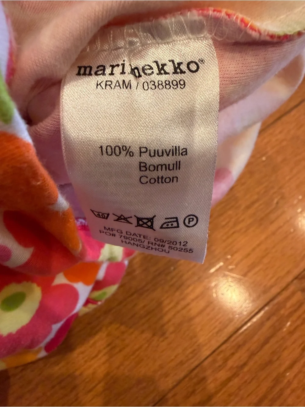Marimekko Kids Floral One-Piece Bodysuit in Multi Pink/Orange 3 months